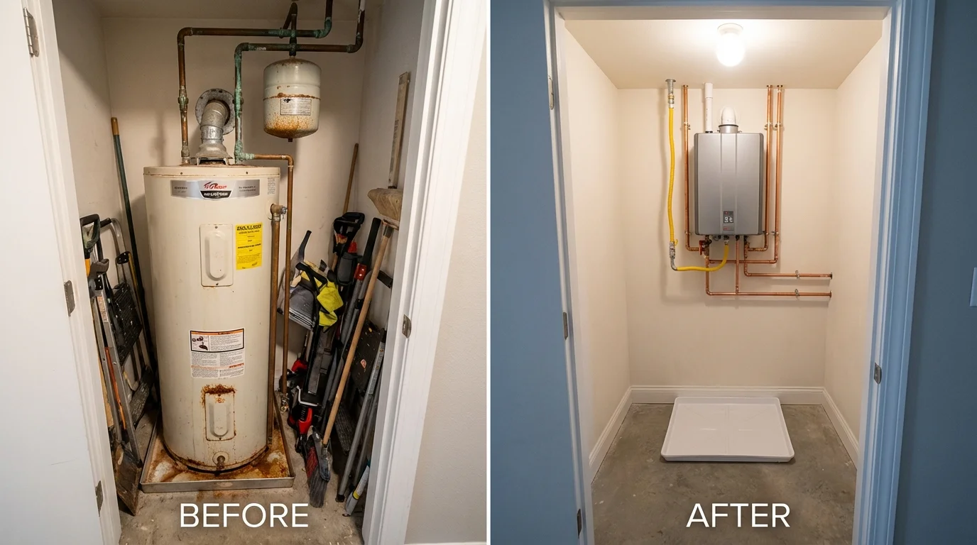 Tank water heater versus wall-mounted tankless unit comparison for Choteau, MT homeowners